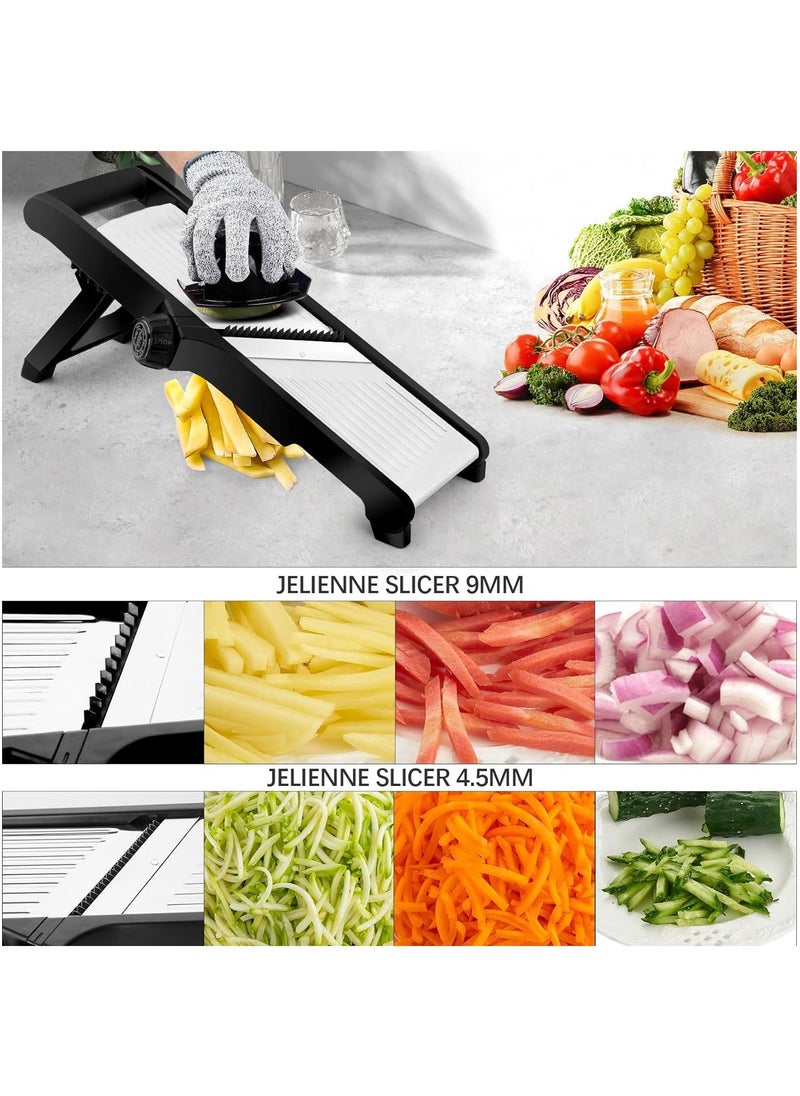 Arabest Mandoline Food Slicer, Adjustable Mandoline Slicer for Kitchen, Stainless Steel Mandolin Vegetable Chopper for Potato, Vegetable Slicer Julienne Cutter, Black - Image 3