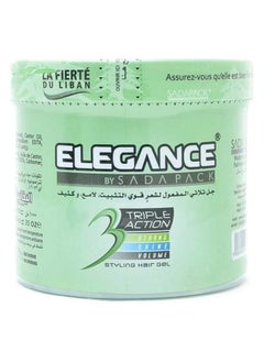 Elegance Elegance Triple Action Hair Gel - Green, 1000ml | Strong Hold, Glossy Finish, Flexible Styling 