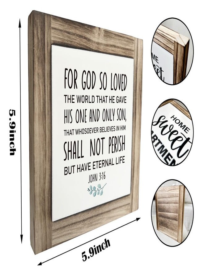 XJCUG Christian Sign, Box Wood Plaques Desk Décor, Scripture Table Art Sign, Religious Artwork, Home Decor for Living Room Kitchen Bedroom, For God So Loved the World that He Gave - John 3:16 - Image 3