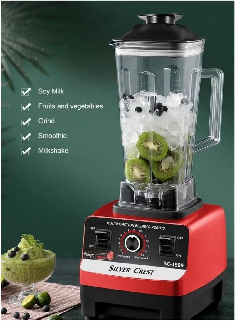 Silver Crest High Power 4500W Blender – Adjustable Speed for Juices, Smoothies & Nuts Grinding with Stainless Steel Blades - Image 2