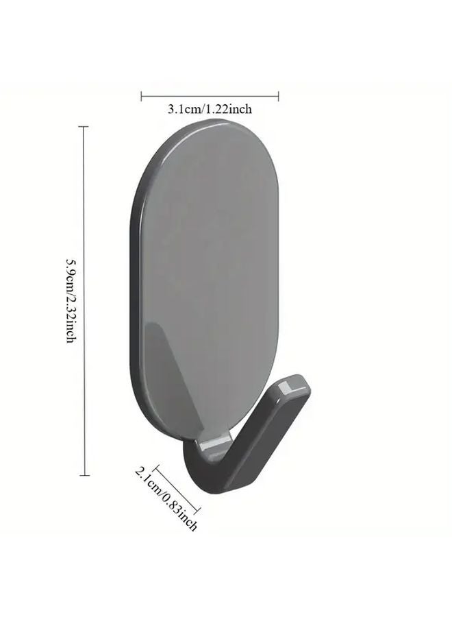 5pcs Black Elliptical Punch Free Traceless Hooks Practical Adhesive For Kitchen Bathroom - Image 4