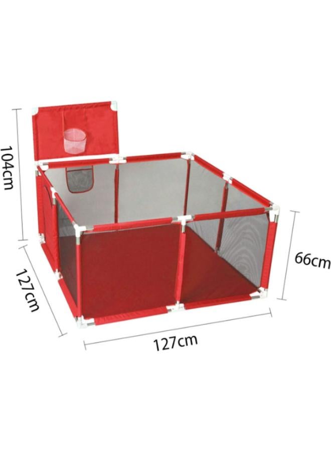 Baby Playpen with basket for Babies and Toddlers Baby Fence Baby Play Yards for Indoor & Outdoor 127*127*66 (Red) CODE - 159 - Image 3