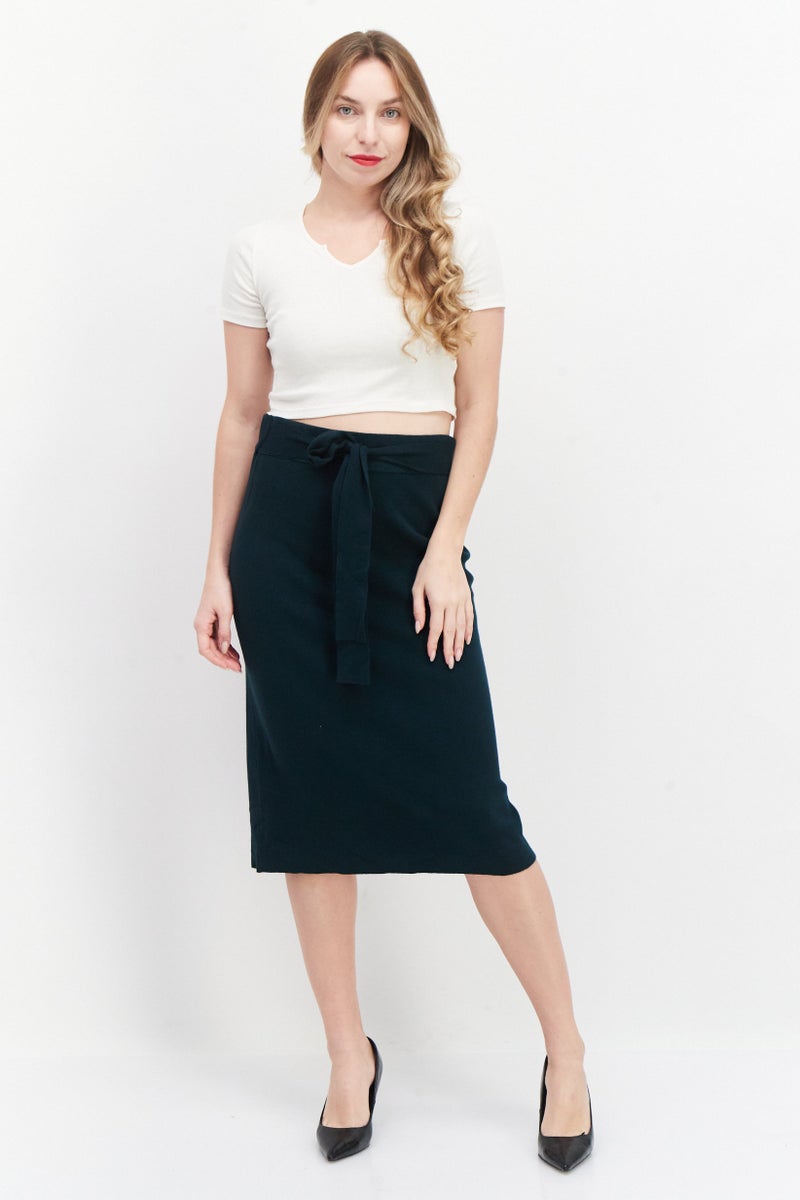 Zero Women Plain Midi Skirts, Green - Image 3