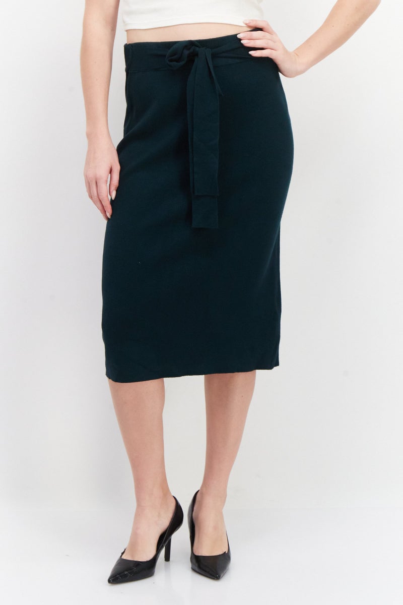 Zero Women Plain Midi Skirts, Green - Image 1