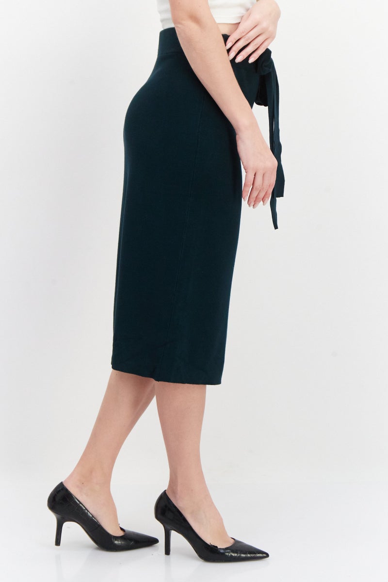 Zero Women Plain Midi Skirts, Green - Image 2