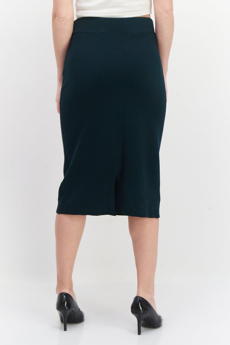 Zero Women Plain Midi Skirts, Green - Image 4