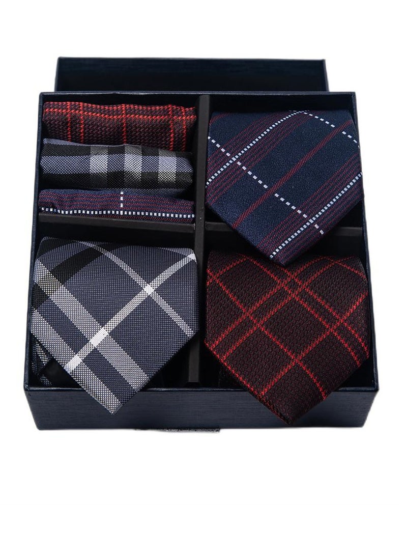 Generic - 6pcs men's gift box set 3 ties 3 chest scarves fashion business tie square scarf set - Image 1