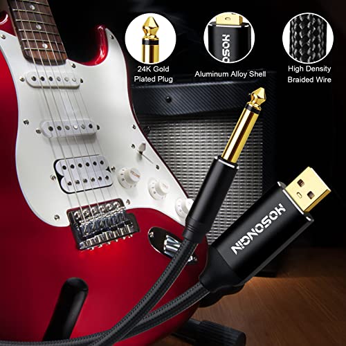 HOSONGIN [Upgraded Version] USB Guitar Cable, Guitar 1/4 Inch TS to Computer USB Interface Cable Adapter for Instruments Recording Singing, Premium Braided Shielding Cable, Length 10FT - Image 5