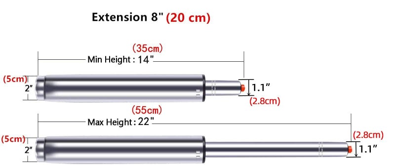 Antlu 14" to 22" (8" Stroke) Adjustable Gas Lift Cylinder for Office Chair Stool Replacement, Tall Hydraulic Pneumatic Cylinder Shock Piston for More Scenes, Universal Size Heavy Duty (400 lbs) - Image 3