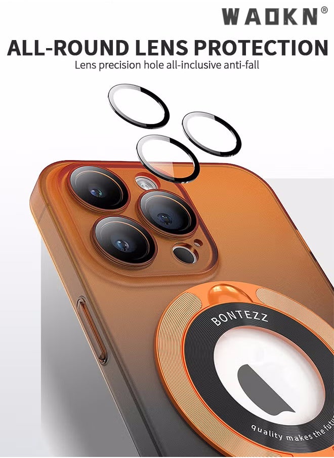 WAOKN For iPhone 15 Pro Max Orange Case, Slim Fit Ring Holder Shockproof Kickstand Magnetic Support Magsafe Non-Slip Protective, Women Girls Men Boys Cover for iPhone 15 Pro Max 6.7 inch  - Image 5