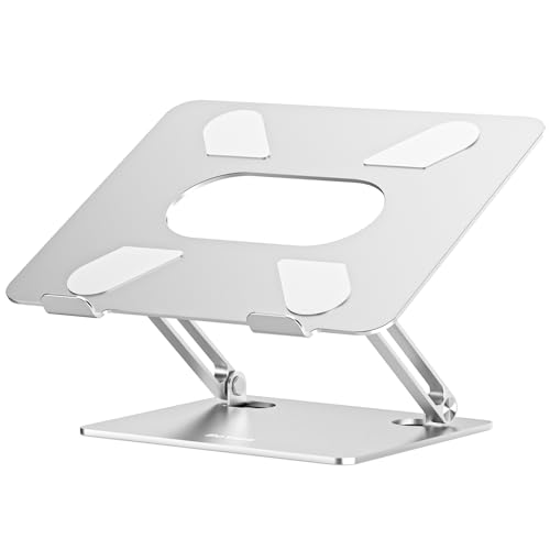 BoYata Laptop Stand Adjustable MultiAngle Laptop Holder Compatible for Laptops up to 17 inches Sturdy Aluminum Silicone Silver - Image 1