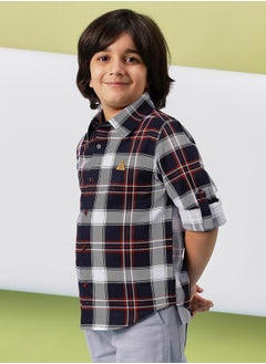 Stylo Bug Checked Roll-Up Sleeve Shirt by Styli  - Image 3