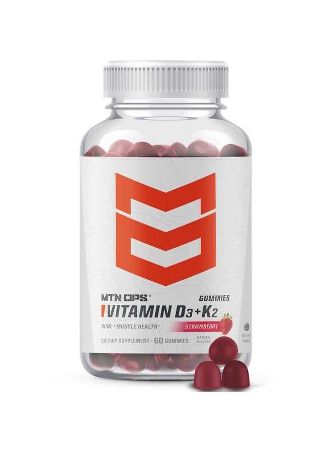 MTN OPS MTN OPS Vitamin D3 K2 Gummies, 5000 IU Vitamin D3 and Vitamin K2 MK7, Naturally Gluten-Free with Natural Strawberry Flavor, 60 Soft-Chew Gummies, 60 Servings per Container  - Image 1