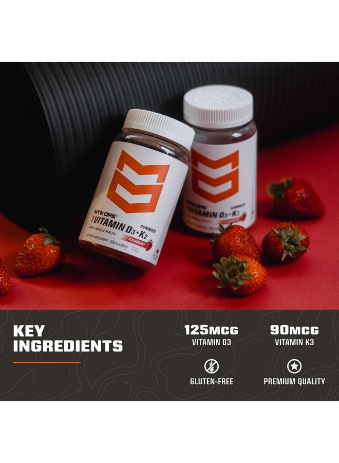 MTN OPS MTN OPS Vitamin D3 K2 Gummies, 5000 IU Vitamin D3 and Vitamin K2 MK7, Naturally Gluten-Free with Natural Strawberry Flavor, 60 Soft-Chew Gummies, 60 Servings per Container  - Image 3
