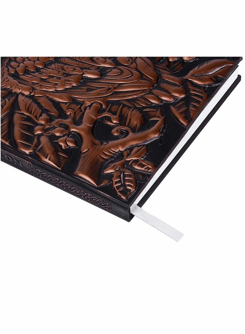 Excefore Handmade Daily Notepad Sketchbook Embossed Leather (Faux Leather) Travel Journals Vintage Handcraft Embossed Owl Antique (Copper) - Image 5