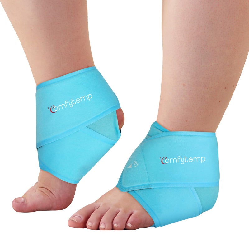 Comfytemp Extra Large Ankle Ice Pack Wrap FSA HSA Eligible Reusable Gel Pack Hot Cold Compress for Plantar Fasciitis Foot Pain Relief Injuries Achilles Tendonitis Sprained Ankle Swelling 2 Pcs