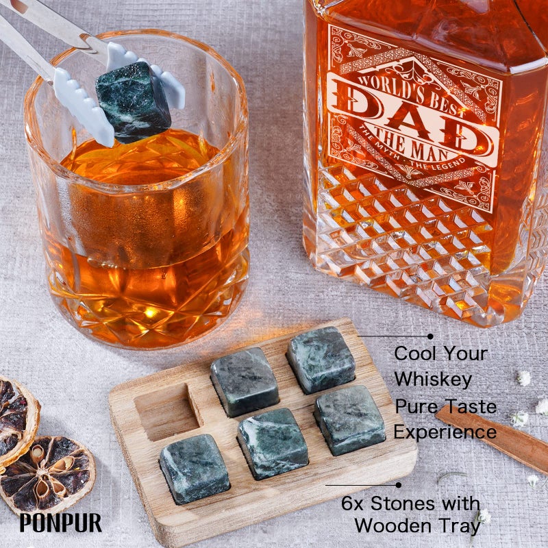 Ponpur 1965 60Th Birthday Gifts For Men Dad  1965 Laser Whiskey Decanter Set With Gift Box  Anniversary Bday Gift Ideas For Him Husband  60 Years Decorations  Whiskey Glasses & Whisky Stones Inc. - Image 5