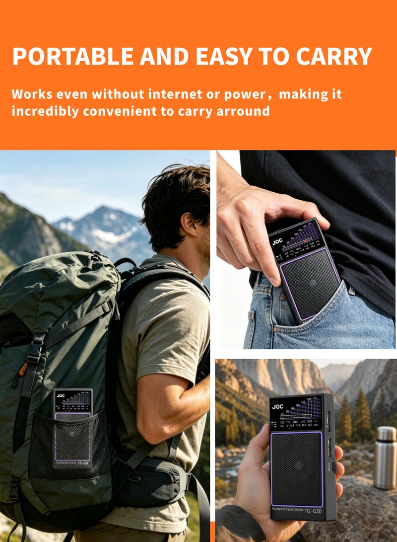 Joc Portable Radio FM AM SW, Rechargeable and Detachable Battery, Portable Pocket Speaker Radios With Excellent Reception, 3.5 MM Earphone Jack, Suitable For Indoor, Outdoor And Emergency Use - Image 4
