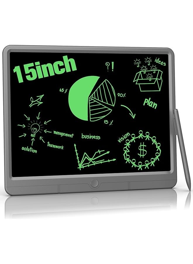 PROMASS LCD Writing Tablet 15 Inch Business Writing Pad, Drawing Pad for Kids and Adults, Portable Ultra-Thin Drawing Tablet, Electronic Digital Doodle Board, for School, Home, Office (Grey)  - Image 1