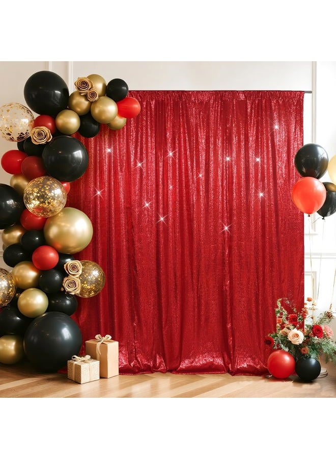 SquarePie 7x7ft Red Sequin Backdrop for Photography, Satin-Backed Real Sequin Curtain, Enhanced Coverage Shimmering Background with 4" Rod Pocket for Wedding, Birthday, Party Decor, 1 Panel - Image 5