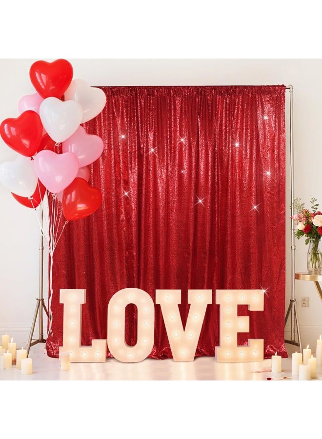 SquarePie 7x7ft Red Sequin Backdrop for Photography, Satin-Backed Real Sequin Curtain, Enhanced Coverage Shimmering Background with 4" Rod Pocket for Wedding, Birthday, Party Decor, 1 Panel - Image 1