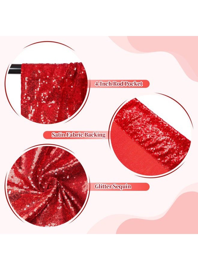 SquarePie 7x7ft Red Sequin Backdrop for Photography, Satin-Backed Real Sequin Curtain, Enhanced Coverage Shimmering Background with 4" Rod Pocket for Wedding, Birthday, Party Decor, 1 Panel - Image 4