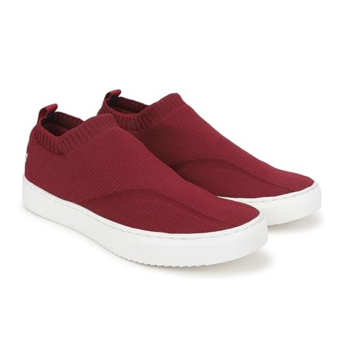 YOHO FreeStep spacious and casual slip on shoes | Comfortable for long hours of walking | Outperforms memory foam | Arch support Insole | Maroon - UK 8 - Image 1