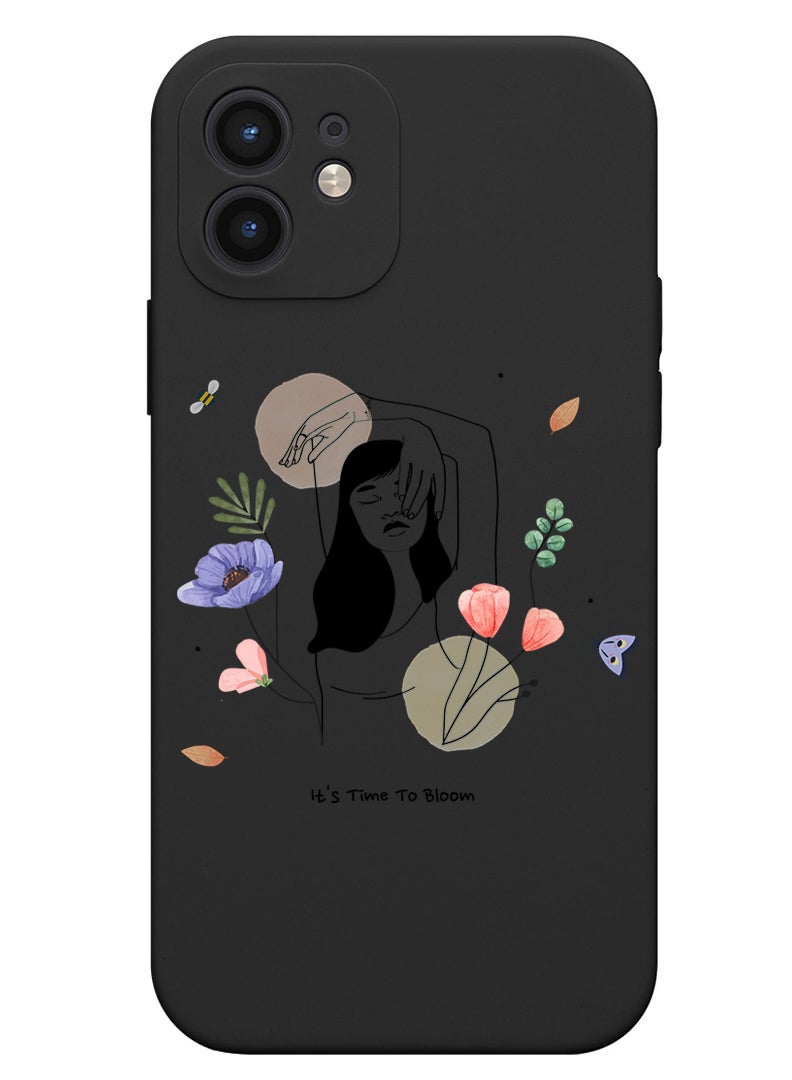 Theodor Protective Slim Fit Case Liquid Silicone Cover with Full Body Protection Anti-Scratch Shockproof Case For iPhone 12 Black  - Blue monkey face copy - Image 1