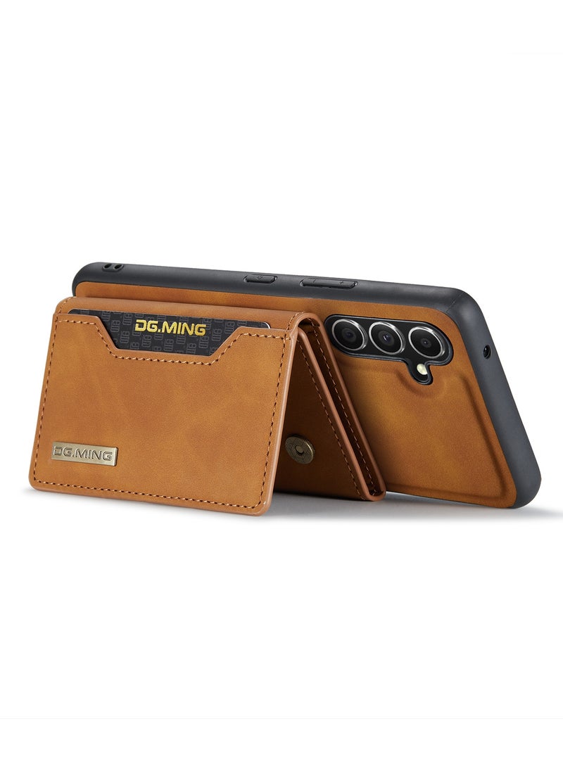 DGMING - CaseMe Wallet Case for Samsung Galaxy A54 DGMING Premium Leather Phone Case Back Cover Magnetic Detachable with Trifold Wallet Card Holder Pocket - Brown - Image 1