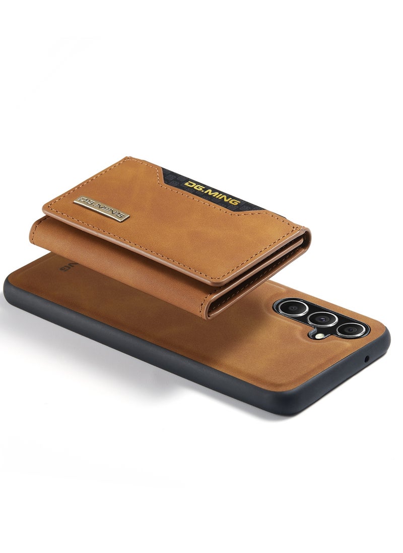DGMING - CaseMe Wallet Case for Samsung Galaxy A54 DGMING Premium Leather Phone Case Back Cover Magnetic Detachable with Trifold Wallet Card Holder Pocket - Brown - Image 1