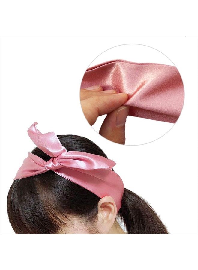 HYFEEL Wire Headbands for Women Bow Hair Scarf Cute Twist Hairbands Adjustable Head Wraps Fashion Beach Hair Accessories for Girls Lady Multi-use Turban (Pink) - Image 2