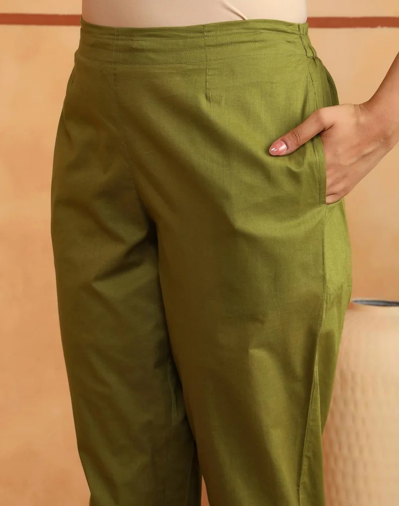 Fabindia  Avni Green Cotton Printed Kurta & Pant Set for Women | Best Price UAE