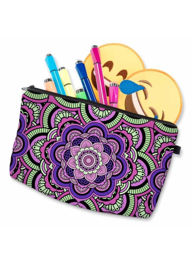 deanfun - Cosmetic Bag for Women, Mandala Flowers Waterproof Makeup Bags Roomy Toiletry Pouch Travel Accessories Gifts (51466) - Image 1