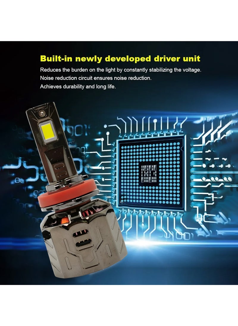 3XR 3XR P130 LED Headlight Bulbs 260W 30000LM H11 12V Dual Beam 6500K Cool White IP65 Waterproof, High Power Fan Cooling Long Life Auto Headlamp.  - Image 5