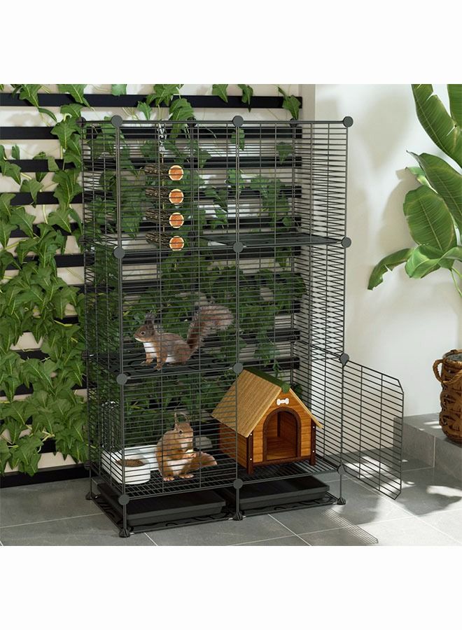 Generic Hamster Habitat Cage, Sturdy Wooden Structure, Black  - Image 1