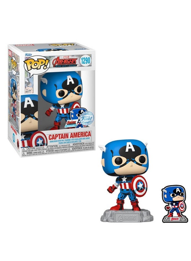 Funko Pop! & Pin: The Avengers: Earth's Mightiest Heroes - 60th Anniversary, Captain America with Pin, Amazon Exclusive