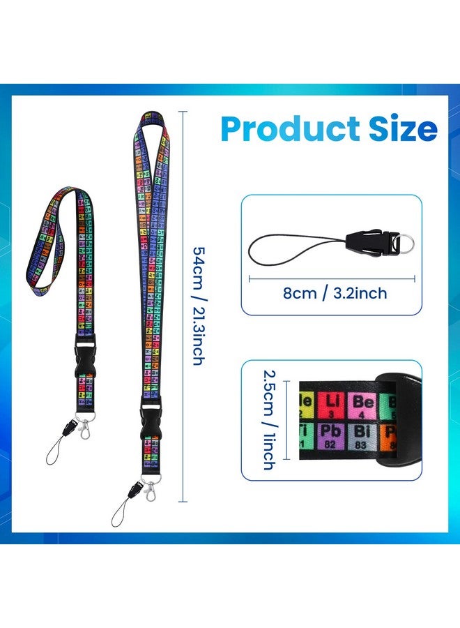 RONRONS 2 Pieces Periodic Table Of Elements Chemistry Lanyard Keychain Detachable Rainbow Id Lanyards Keychain Print Neck Straps Cell Phone Rope With Removable Buckle For Teacher Thanksgiving Gifts - Image 3