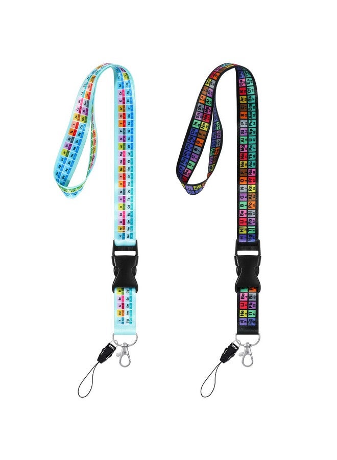 RONRONS 2 Pieces Periodic Table Of Elements Chemistry Lanyard Keychain Detachable Rainbow Id Lanyards Keychain Print Neck Straps Cell Phone Rope With Removable Buckle For Teacher Thanksgiving Gifts - Image 1