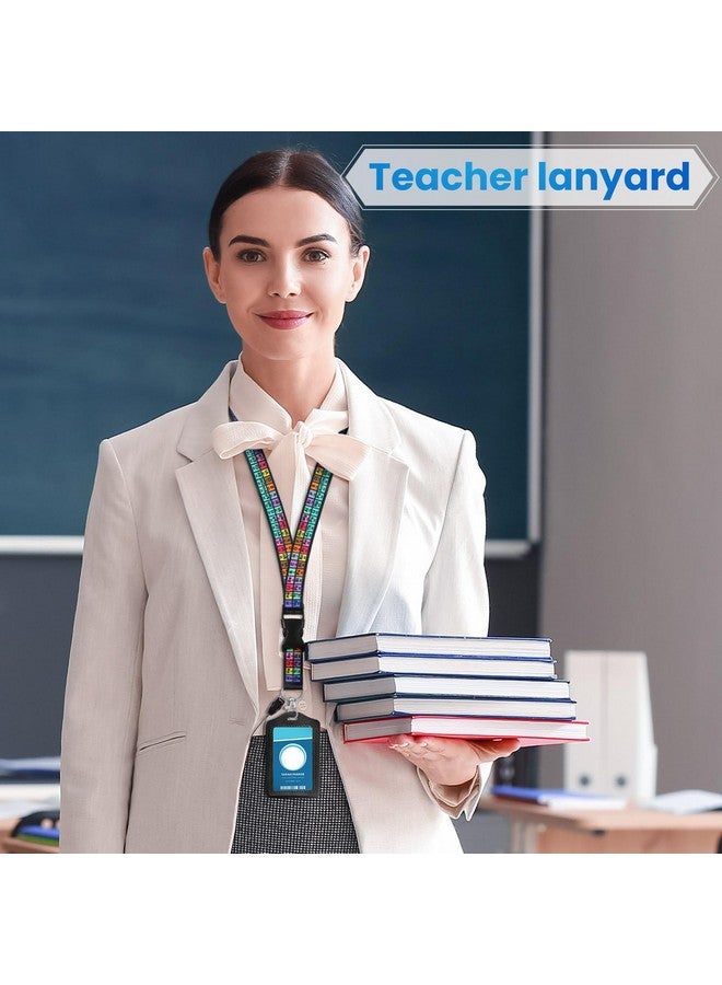 RONRONS 2 Pieces Periodic Table Of Elements Chemistry Lanyard Keychain Detachable Rainbow Id Lanyards Keychain Print Neck Straps Cell Phone Rope With Removable Buckle For Teacher Thanksgiving Gifts - Image 2