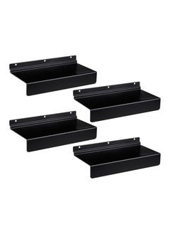 KASTWAVE Metal Slatwall Shelves, Slatwall Accessories and Fixtures, Floating Slat Wall Shelf Shelves for Shoes, Flat Display Shelves for Wall, Shoe Stores, Boutiques Supplies, 4Pcs (Black)  - Image 1
