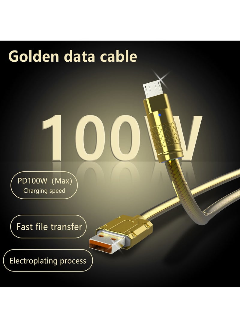 Astralxipher 100W Fast Charging Cable USB to Micro 1M - Gold Snake Pattern Braided (5A Quick Charge 3.0, Durable for Samsung/Micro Devices) - Image 4