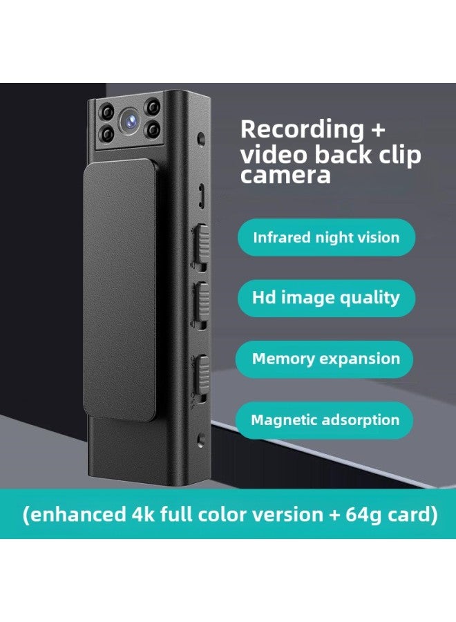Generic Law Enforcement Recorder Recording Pen Tape Recording Integrated Wireless Camera Home Remote Motion Camera-Body Color:Enhanced Version 4k Full-color Law Enforcement + 64g Card - Black - Official Standard  - Image 1