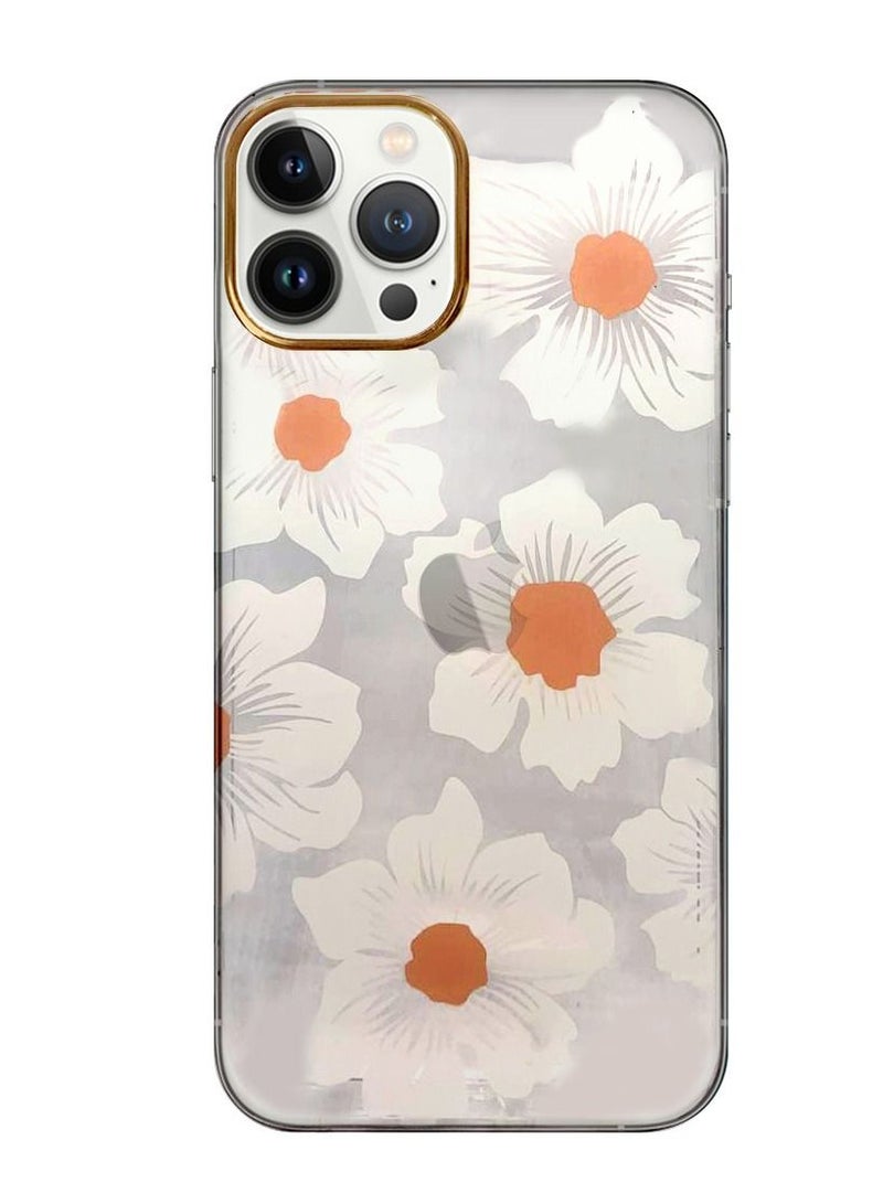 JOWAY iPhone 12 Pro Max Floral Clear Case Ultra Slim Shockproof Flower Print Transparent Cover Design 7 - Image 1