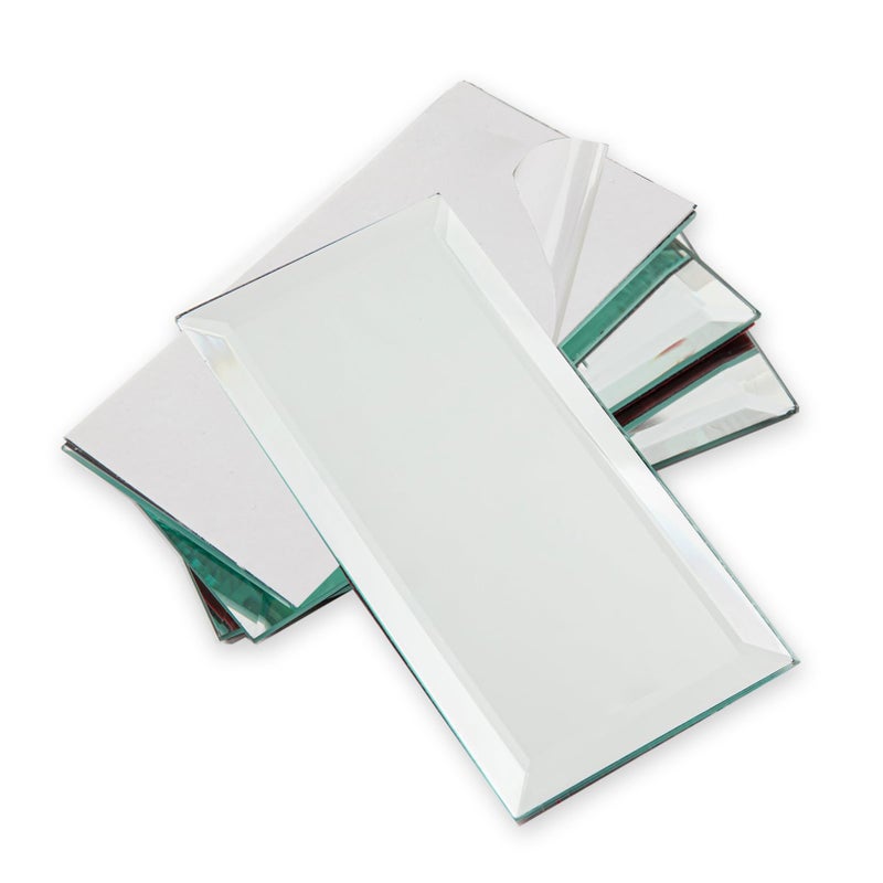 Diflart Peel And Stick Beveled Mirror Subway Tile Silver 4 X 8 Inch Self Adhesive Backsplash For Kitchen Bathroom Tv Accent Wall Tiles Pack Of 26 Pcs - Image 1