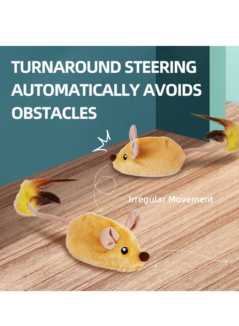 Interactive Escaping Mice Squeaky Cat Toys with Lights & Auto-Turn, Rechargeable Moving Dog Toys Remote Control Pet Toy Squeaky for Small/Medium/Large Dogs & Cats - Yellow - Image 5