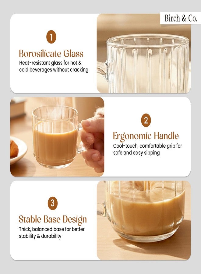 Birch & Co. Cup Set of 6 for Tea - Tea Cups Set, 200 ml Each Cup, Stylish Ribbed Design for Tea, Coffee & Cappuccino for Daily use, Ideal for Home, Office, Café & Gifting,Verona Ribs - Image 4