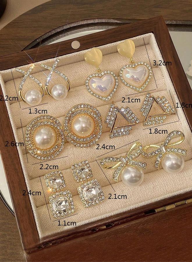 Take Two Set of 6 - Faux Pearl Embellished Earrings - Image 1