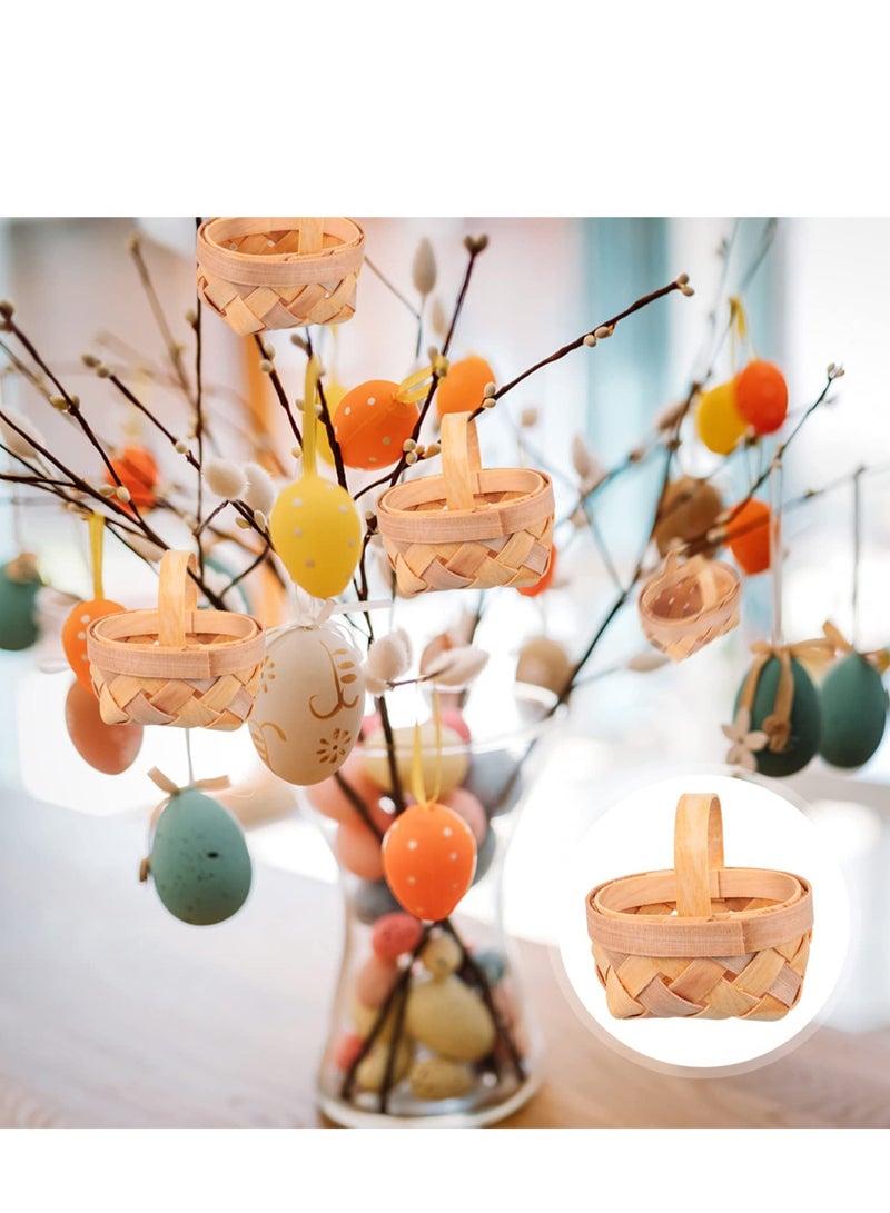 Excefore 12 Pack Mini Woven Baskets with Handles, Miniature Picnic Baskets, Wood Woven Dollhouse Flower Basket, Suitable for Party Favors Crafts - Image 2