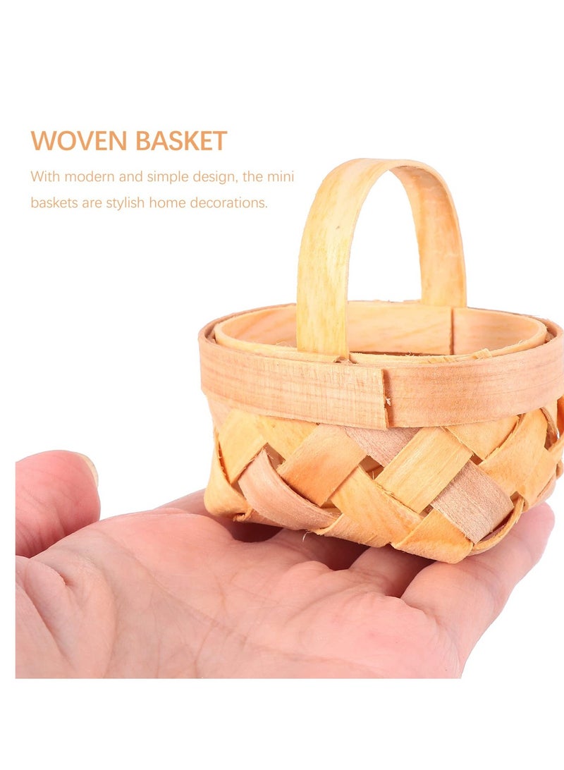 Excefore 12 Pack Mini Woven Baskets with Handles, Miniature Picnic Baskets, Wood Woven Dollhouse Flower Basket, Suitable for Party Favors Crafts - Image 3