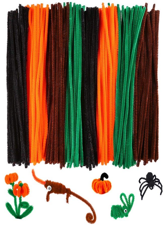 Caydo 320 Pieces Fall Pipe Cleaners Chenille Stems 6mm x 12inch, Chenille Stems for DIY Art Craft Decorations (Black, Brown, Dark Green, Orange) - Image 1